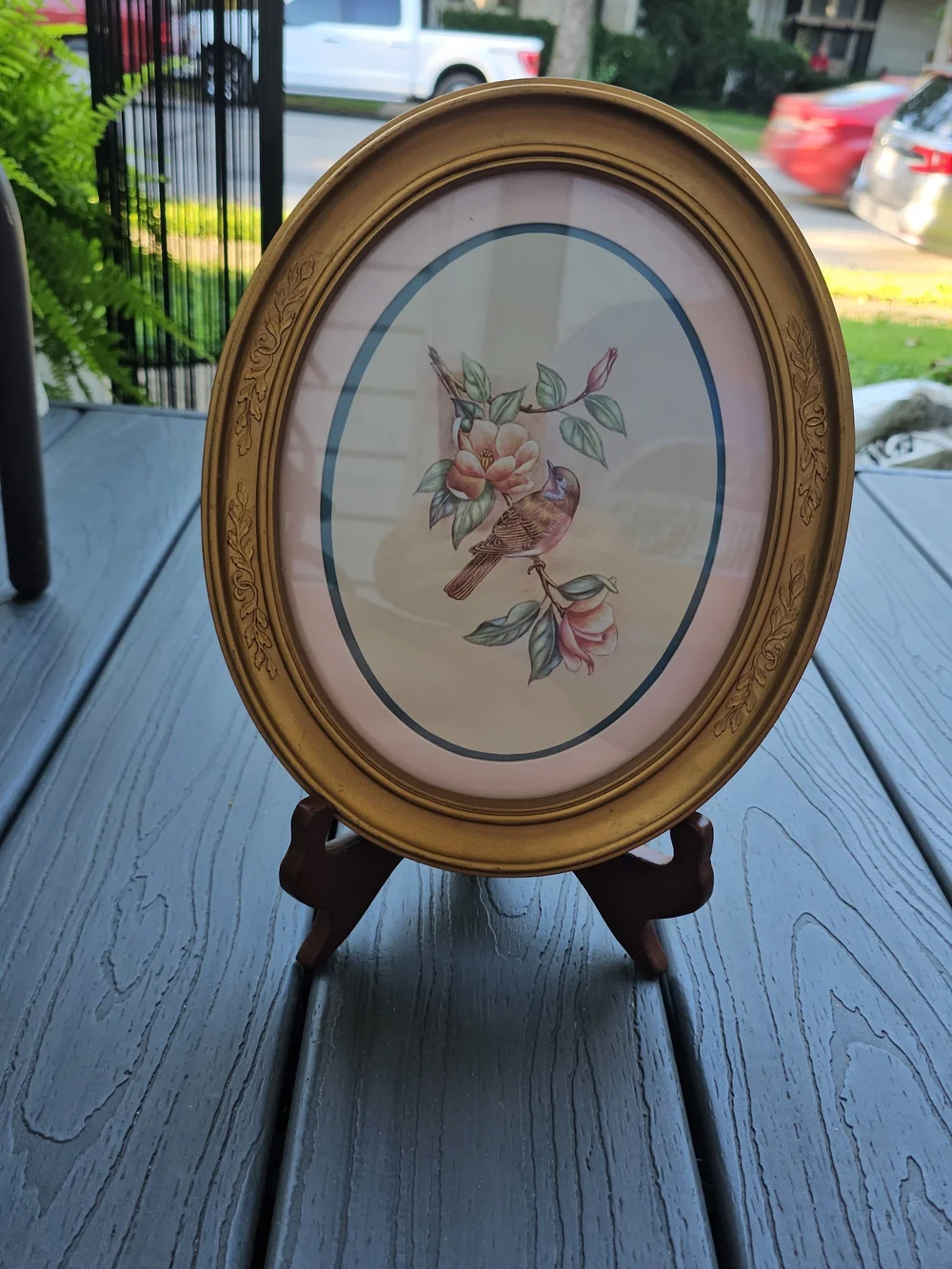 Vintage Homco Ornate Gold Oval Framed Bird Print 1970s Gallery Wall Art
